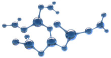Molecule 3D Illustration. Abstract Atom Structure. Science, Education, Research, Innovation
