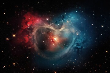 Wall Mural - heart surrounded by galaxies and stars, with view of nebula in the background, created with generati