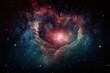 heart, beating inside nebula, with stars and planets visible in the background, created with generative ai