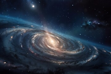 A spiral galaxy somewhere far in space, astronomical research on earth, generative AI.