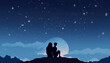 © Руслан Хайруллин - beautiful couple sitting together at night where there are many stars fantastic scenery , Generative Ai