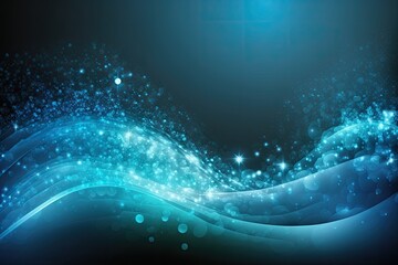 Wall Mural - blue wave background with shining light reflections and sparkles, created with generative ai