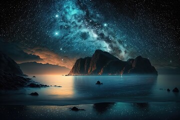 Wall Mural - Oceanic starscape Generative AI