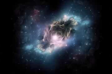 Wall Mural - galaxy nebula heart with a single shining star in the center, created with generative ai
