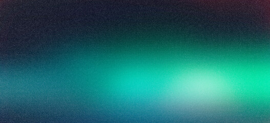 Sticker - Dark green blue grainy gradient background, black backdrop, noise texture effect,webpage header, wide banner size