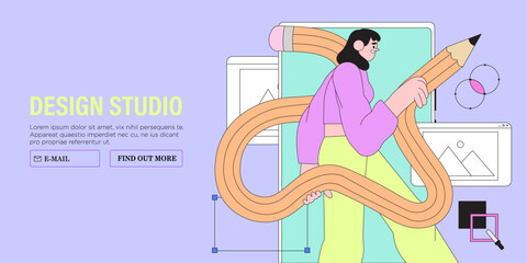 Wall Mural - woman working on website or application, ui ux design and programming. design professional doing res
