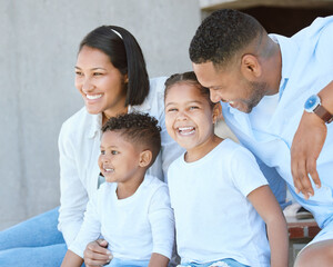 Sticker - Ill put my money on forever. Shot of a beautiful young family bonding outside.