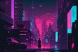 © Tanja - AI generated illustration of a person standing in the street of a cyberpunk style city at night