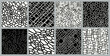 Set of Vector Seamless Patterns. Monochrome organic shapes. 