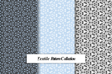 Aufkleber - Vector pattern black and white set of textile patterns, Vector seamless pattern set of textile patterns, geometric pattern set Vector