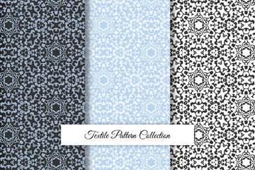 Aufkleber - Vector pattern black and white set of textile patterns, Vector seamless pattern set of textile patterns, geometric pattern set Vector