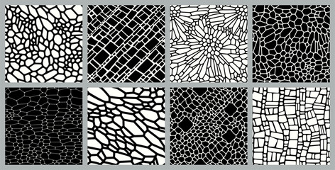 Set of Vector Seamless Patterns. Monochrome organic shapes. 