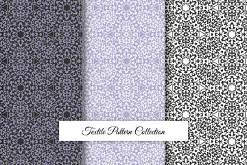Aufkleber - Vector pattern black and white set of textile patterns, Vector seamless pattern set of textile patterns, geometric pattern set Vector