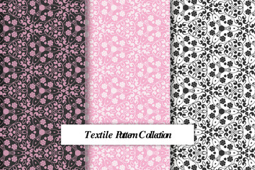 Aufkleber - Vector pattern black and white set of textile patterns, Vector seamless pattern set of textile patterns, geometric pattern set Vector