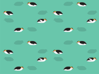 Wall Mural - Penguin Royal Cute Cartoon Poses Seamless Wallpaper Background