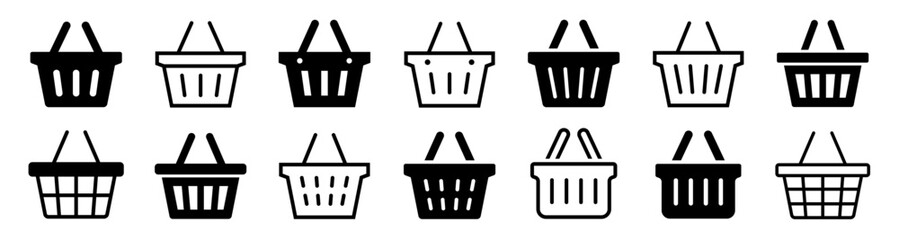 Poster - shopping basket icon set. shop basket symbol. buy buttons set. vector