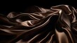 Brown silk fabrics close-up texture, background. Luxury background design. AI generated.