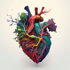 colorful and creative human heart background for biology research generative ai