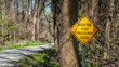 © MarekPhotoDesign.com - rough trail ahead, proceed with caution - warning sign on Steamboat Trace Trail converted from old railroad near Peru, Nebraska