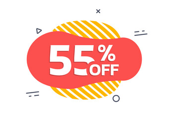 Canvas Print - sale badge, sticker or label. 55 percent price off liquid shape design. discount, promotion abstract