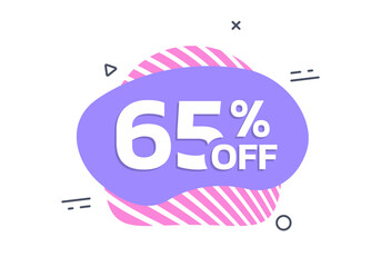 Canvas Print - sale badge, sticker or label. 65 percent price off liquid shape design. discount, promotion abstract