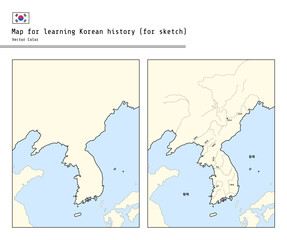 Naklejka na meble This illustration is a map for sketching for Korean history education. It can be colored by each era.