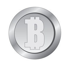 Wall Mural - Silver bitcoin icon isolated on a white background