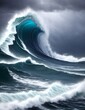 An ocean with blusterous storm waves