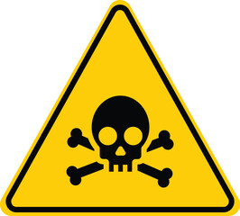 Danger sign with skull, triangular danger sign