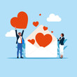 © Vadym - Couple in love man and woman receiving love message. Valentines day concept. Modern vector illustration in flat style.