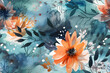 © Cla78 - Seamless beautiful watercolor floral pattern, ai generative illustration
