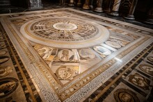 Elaborate Mosaic Floor Of Siena Cathedral In Florence, Italy. Generative AI