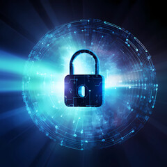 Wall Mural - IT Cyber Security Business Lock Digital Abstract Blue