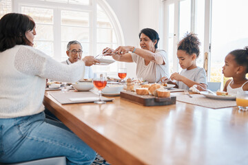 Sticker - Sunday lunch has become a family tradition. Shot of a family having lunch together.