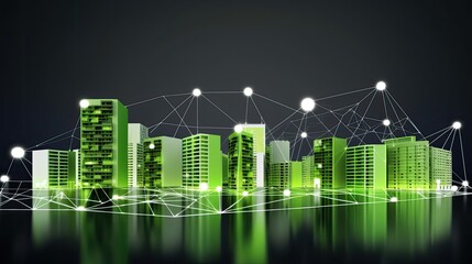 Modern smart city systems and buildings. Generative AI