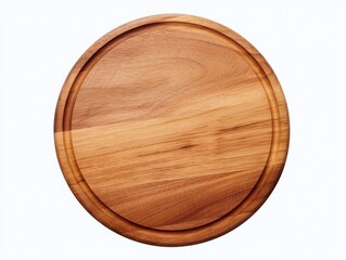 Wall Mural - Wooden round cutting board isolated on white background.