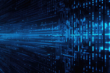 Wall Mural - Digital binary data streaming binary code background. Matrix background with digits. Generative AI