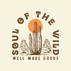 wild illustration cactus graphic desert design emblem vintage landscape