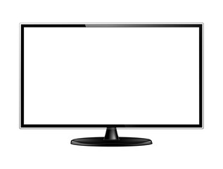 Realistic modern TV screen mock up. Large computer monitor display. Blank television template. Png clipart isolated cut out on transparent background
