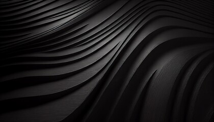 Black Silky Wood Grain Texture Background with Horizontal Waves