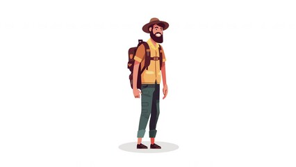 Poster - bearded traveler man with hat animation