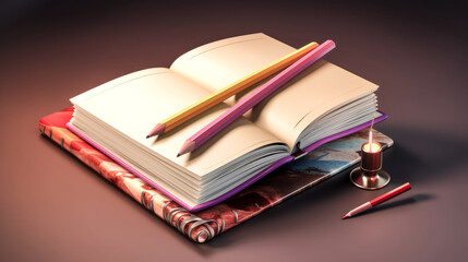 Wall Mural - the book and pencil icon was used in an online learning school to study - generative ai.