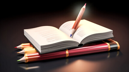 Wall Mural - a book and pencil icon representing online learning was studied - generative ai.