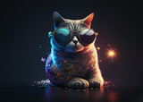 Fototapeta  - Cool cosmic cat with space sunglasses. Generative AI.