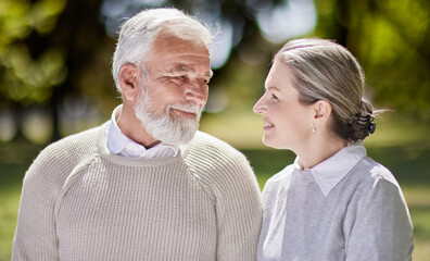 Poster - For that smile, I will do anything. Shot of a senior couple bonding outdoors together.