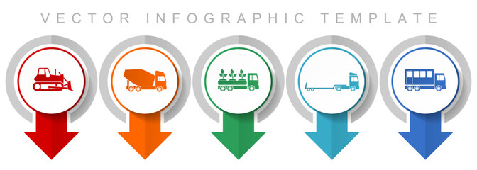 Aufkleber - Transport icon set, miscellaneous pointer icons such as bulldozer, concrete mixer, truck and delivery for webdesign and mobile applications, modern design infographic vector template