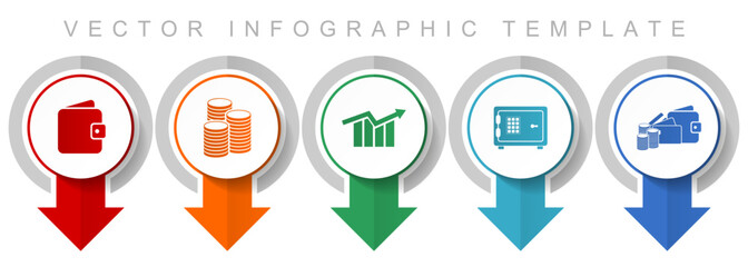 Fototapete - Banking icon set, miscellaneous pointer icons such as wallet, money, diagram and safe for webdesign and mobile applications, modern design infographic vector template