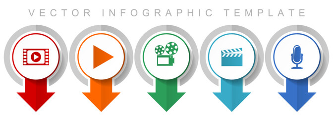 Poster - Entertainment icon set, miscellaneous pointer icons such as video, play, cinema, movie and music for webdesign and mobile applications, modern design infographic vector template
