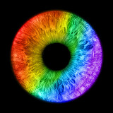Fototapeta Sypialnia - Rainbow eye iris - human eye