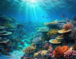 © Art for Insomniacs - Great Barrier Reef, underwater illustration, saline, coral reef, nature, background, ocean. Generative AI.
